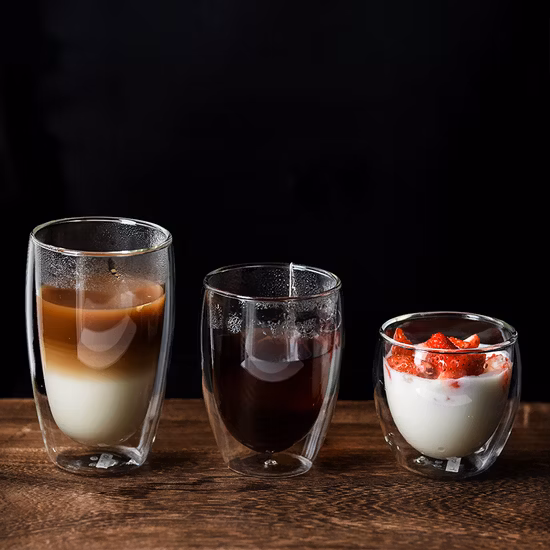 80ml 150ml 250ml 350ml 450ml 550ml 650ml Heat Resistant Borosilicate Double Wall Glass Kitchenware Glassware Coffee Tea Water Milk Wine Beer Glass Cup Mugs