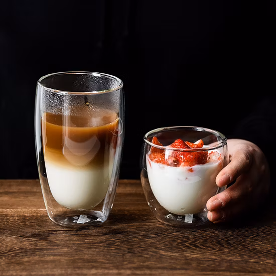 80 ml, 150 ml, 250 ml, 350 ml, 450 ml, 550 ml, 650 ml, hitzebeständiges doppelwandiges Borosilikatglas, Küchengeschirr, Glaswaren, Kaffee, Tee, Wasser, Milch, Wein, Bier, Glas, Tassen